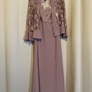 R&M Richards Mauve Floral Long Sleeve Dress
